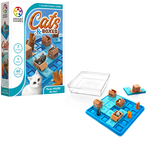 SmartGames Cats and Boxes Travel Game with 60 Challenges for Ages 7-Adult