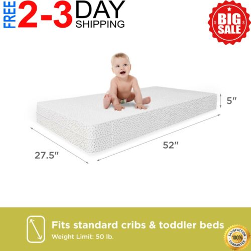 Toddler Foam Mattress Crib 5" Bed Kid Size Small Baby Sleeper Support NEW