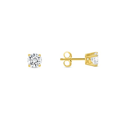 Pre-owned Shine Brite With A Diamond 3/4 Ct Round Labcreated Grown Diamond Earrings 14k Yellow Gold D/vvs Basket Push