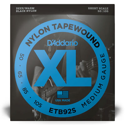 D'Addario ETB92S Nylon Tapewound Medium Gauge Bass Strings 50-105 Short Scale