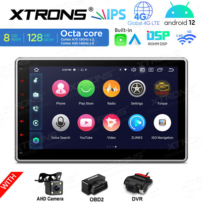 DVR+CAM+OBD+ 10.1'' 2DIN Android 12 128G Bluetooth Car Stereo Radio WiFi GPS Navi