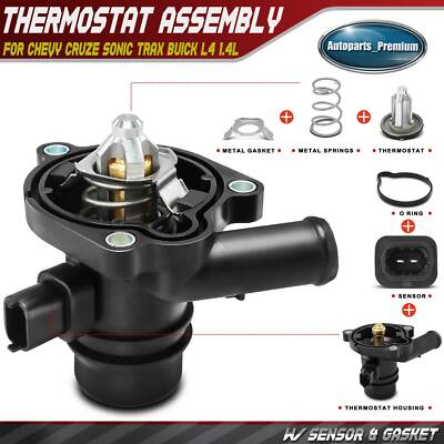 Coolant Thermostat Assembly w/Sensor for Chevy Cruze 11-15 Sonic Trax 13-21 1.4L