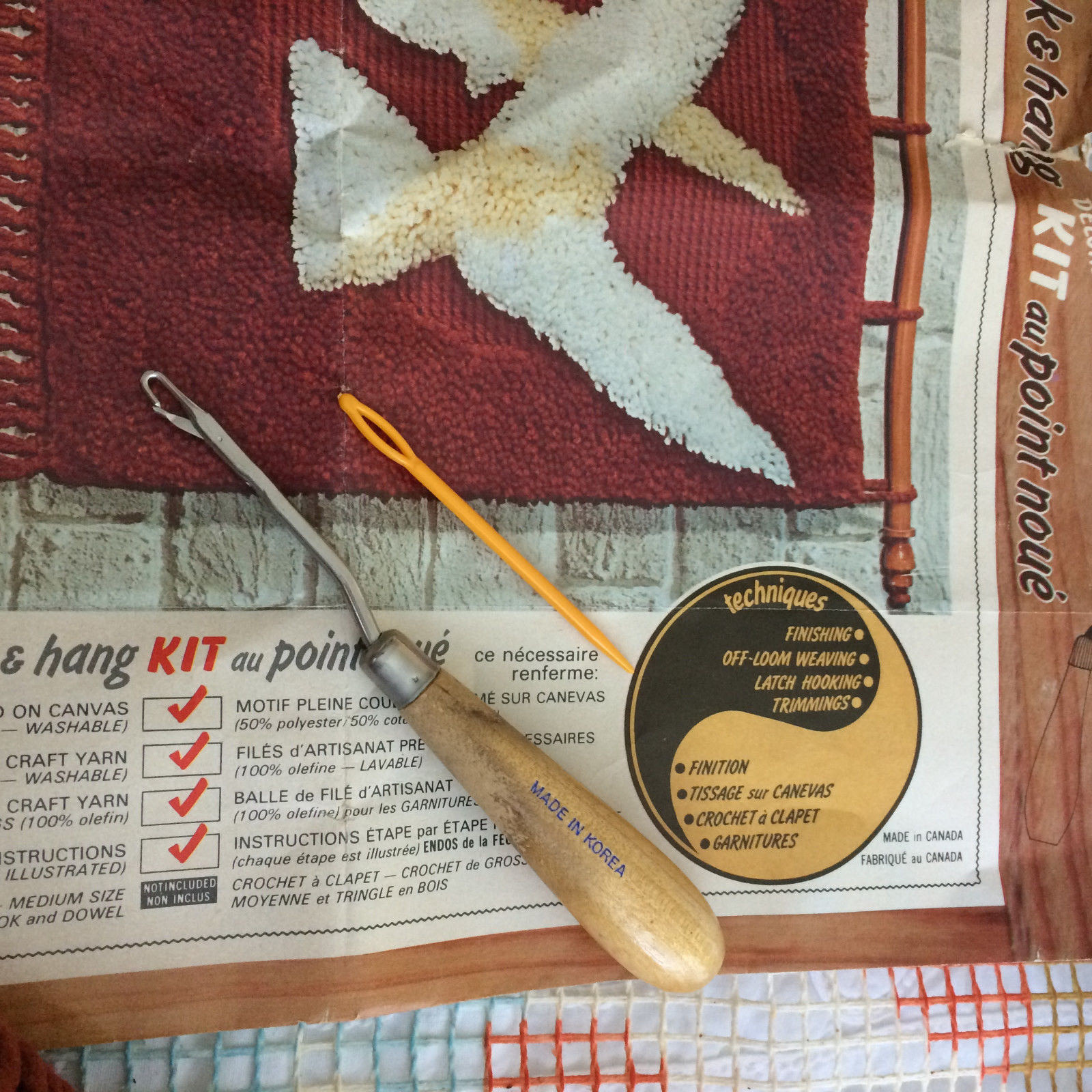 Vtg DOVES Wall Hanging 22 x 30 Phentex Hook & Hang Deluxe Latch Hook Kit  #50 11