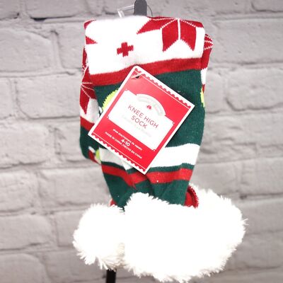 Holiday Time Christmas Emoji Knee High Sock