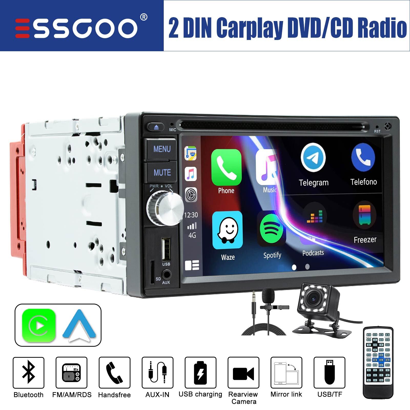 Carplay Android Auto Fm Am Radio Camera Mic
