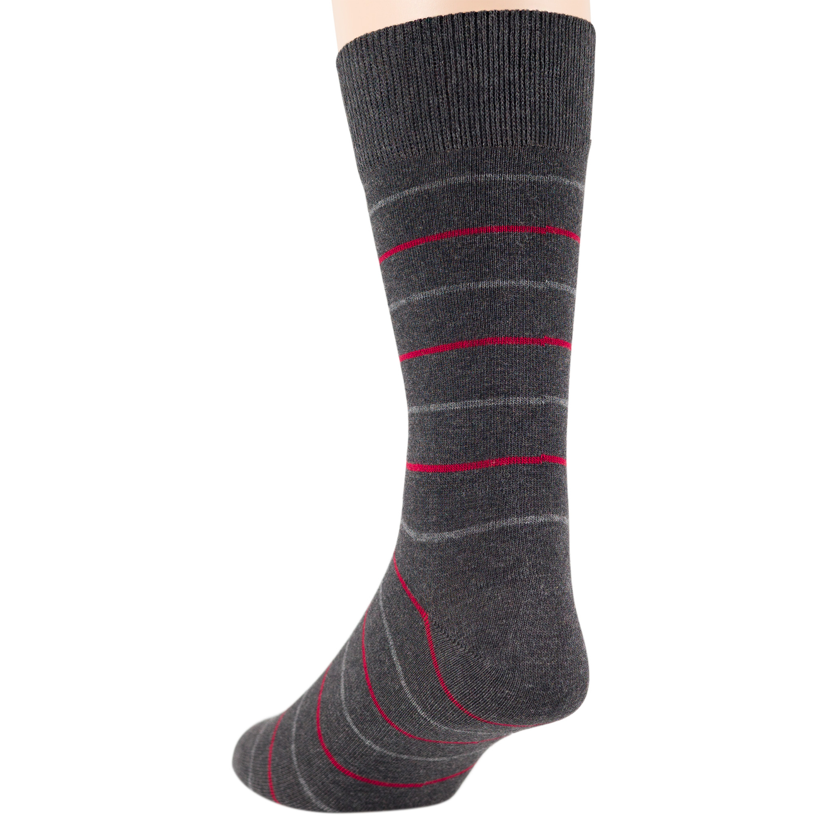 Men Cotton Casual Soft Socks 6 Pairs Argyle Polka Dot Striped Large Red Charcoal - Picture 9 of 17