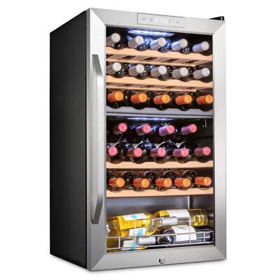 Ivation 33-Bottle Freestanding Wine Fridge, Dual Zone Wine Fridge, Silver