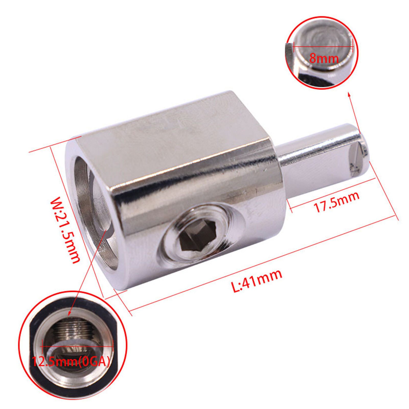 2x Car Audio AMP 1/0 Gauge To 4 Gauge Pin AWG Power Terminal Input Wire Reducer