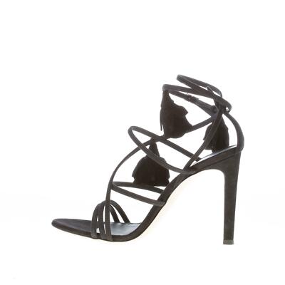 Pre-owned Giuseppe Zanotti Women Shoes Black Suede Danse Du Feu Sandal Dangling Roses