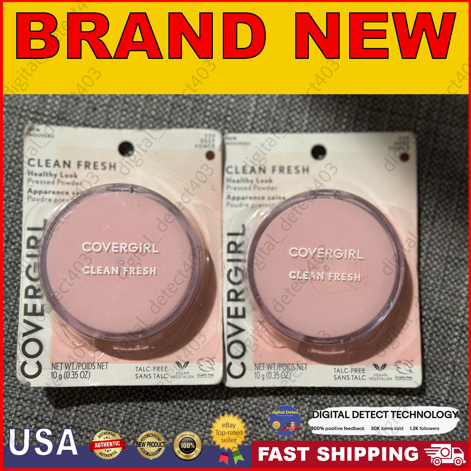 COVERGIRL Clean Fresh Healthy Look Pressed Powder Compact 220 Deep Fonce -2 PACK