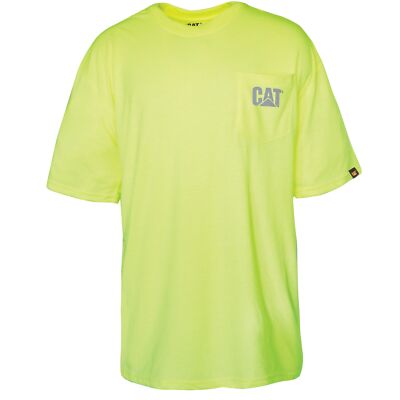 Caterpillar Men Hi-Vis Trademark Pocket Tee T Shirt
