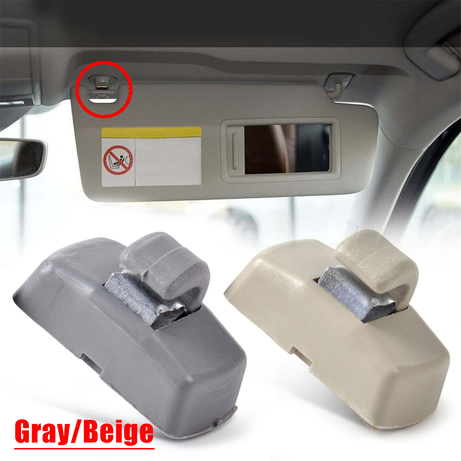 2-Pack Grey Sun Visor Hook Clip Bracket For Volkswagen & Land Rover – Front Left/Right