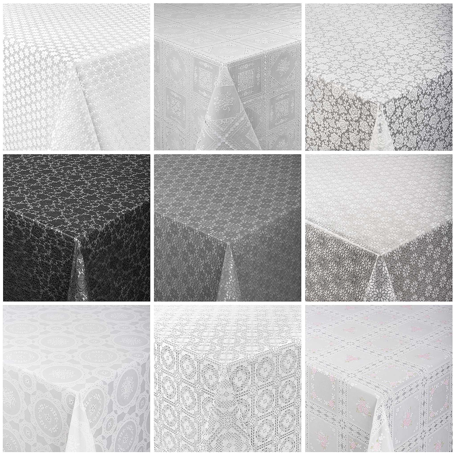 Tischdecke Lace Vinyl Wachstuch Häkelspitze Optik Wasserfest Meterware ANRO