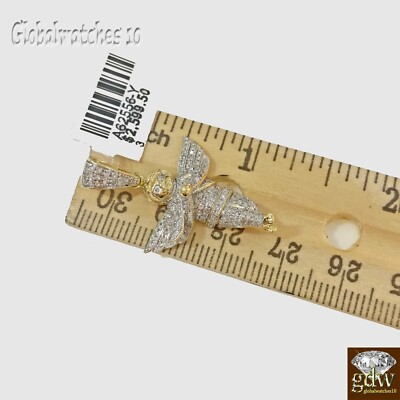 Pre-owned Globalwatches10 Real 10k Gold Diamond Men Praying Angel Charm Pendant Real Genuine Diamond In Yellow