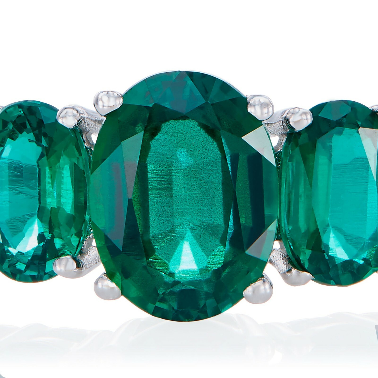 Pre-owned Tiffany & Co 10k White Gold Created Emerald And Diamond Accent Ring - Green