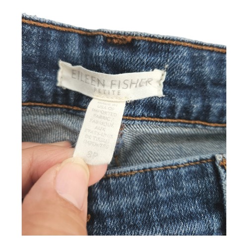 Eileen Fisher Petite Size 8P Medium Wash Jeans Organic Cotton Spandex Midrise