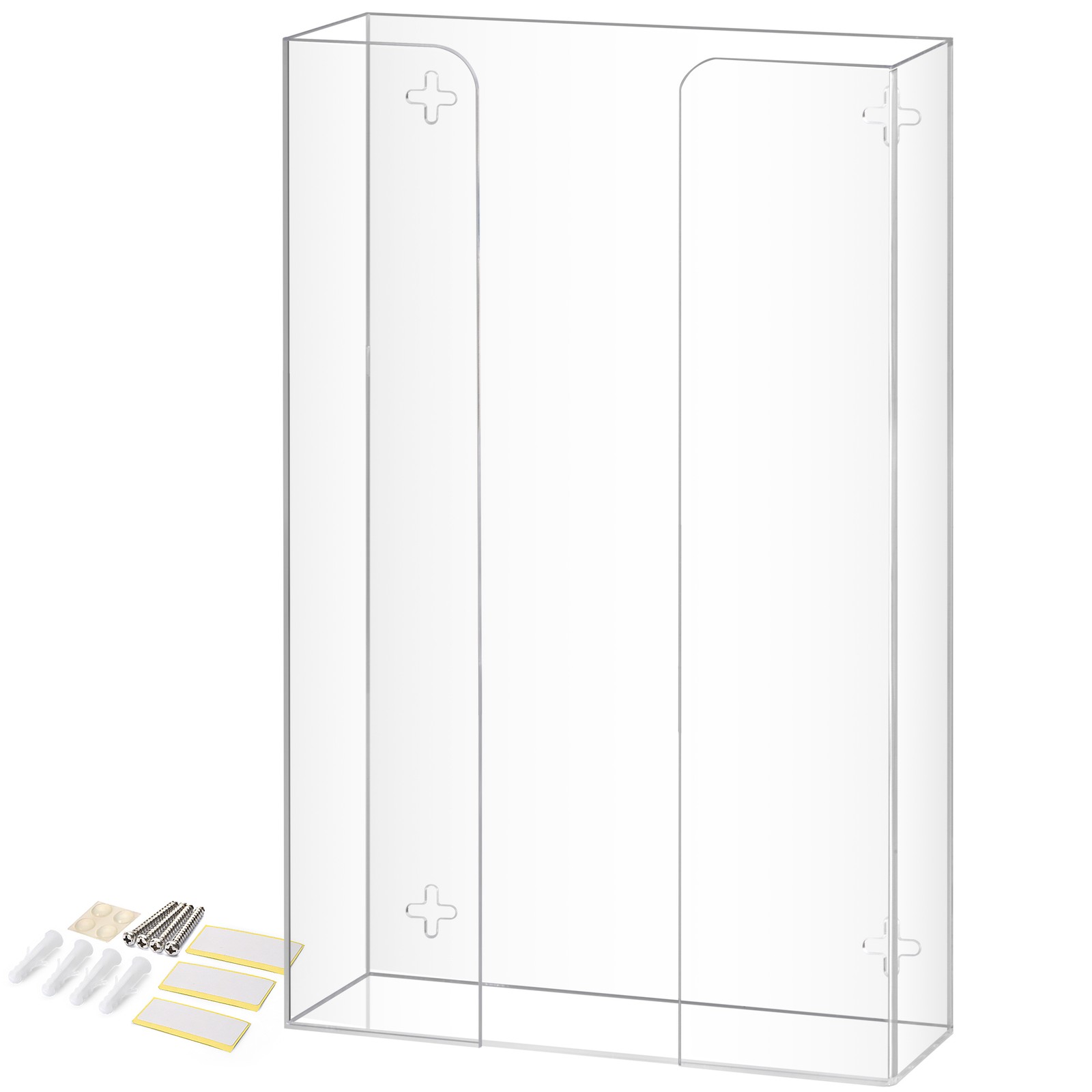 Triple Glove Box Holder Dispenser - Wall Mount or Countertop Load Open Top Clear