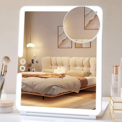 FUNTOUCH 1800mAh Rechargeable Large Travel Makeup Mirror, 10x7.5 Portable Lig...