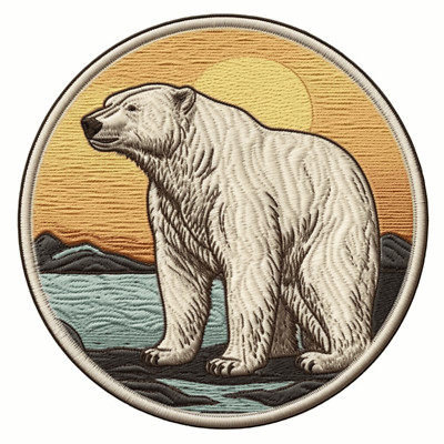 Polar Bear Patch Iron-on Applique Wild Animal Badge Arctic Snow Frozen Alaska 