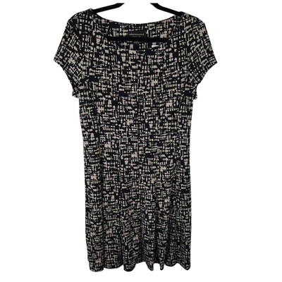 Connected Apparel Dress Short Sleeve Black & Tan sz 12