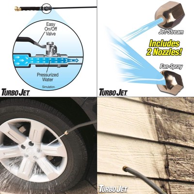 High Spray Hose Nozzle Attachments | Turbo Jet Power Washer 