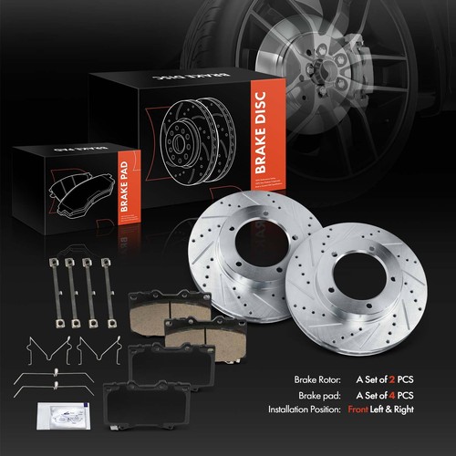 Front Drilled Brake Rotor+Ceramic Brake Pad for Toyota Land Cruiser Lexus LX470