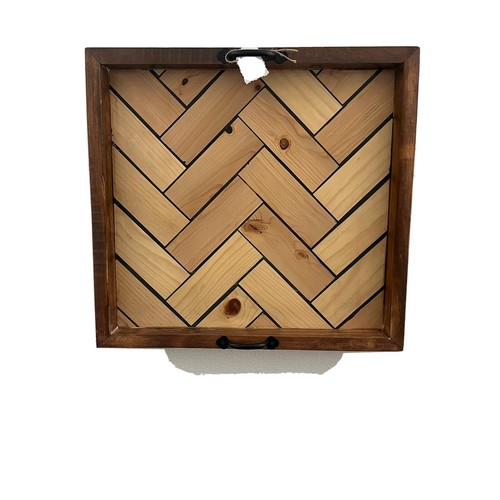 Square Large Ottoman Tray Extra Large Serving Tray with Handles Rustic Wood.