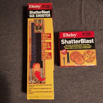 Shatter Blast Six Shooter & A Box Of 60 Shatter Blast Targets NIB 876 873