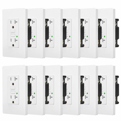 Self-Test GFCI Outlet 20 Amp GFI Receptacle Tamper-Resistant TR with Covers 12PK