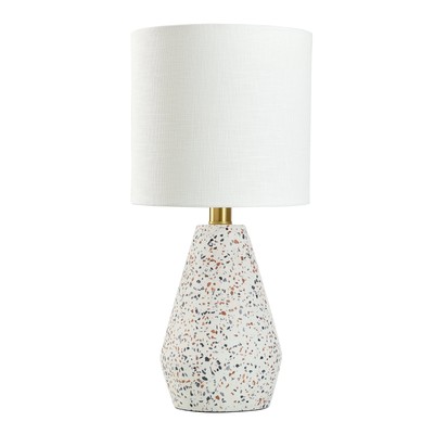 White Drum Shade with Mainstays Terrazzo Table Lamp,8''W x 16.75''H,NEW