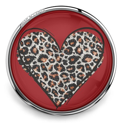  Snap Jewelry Heart Ginger Charm 18MM Animal Print Leopard Cheetah Red Button