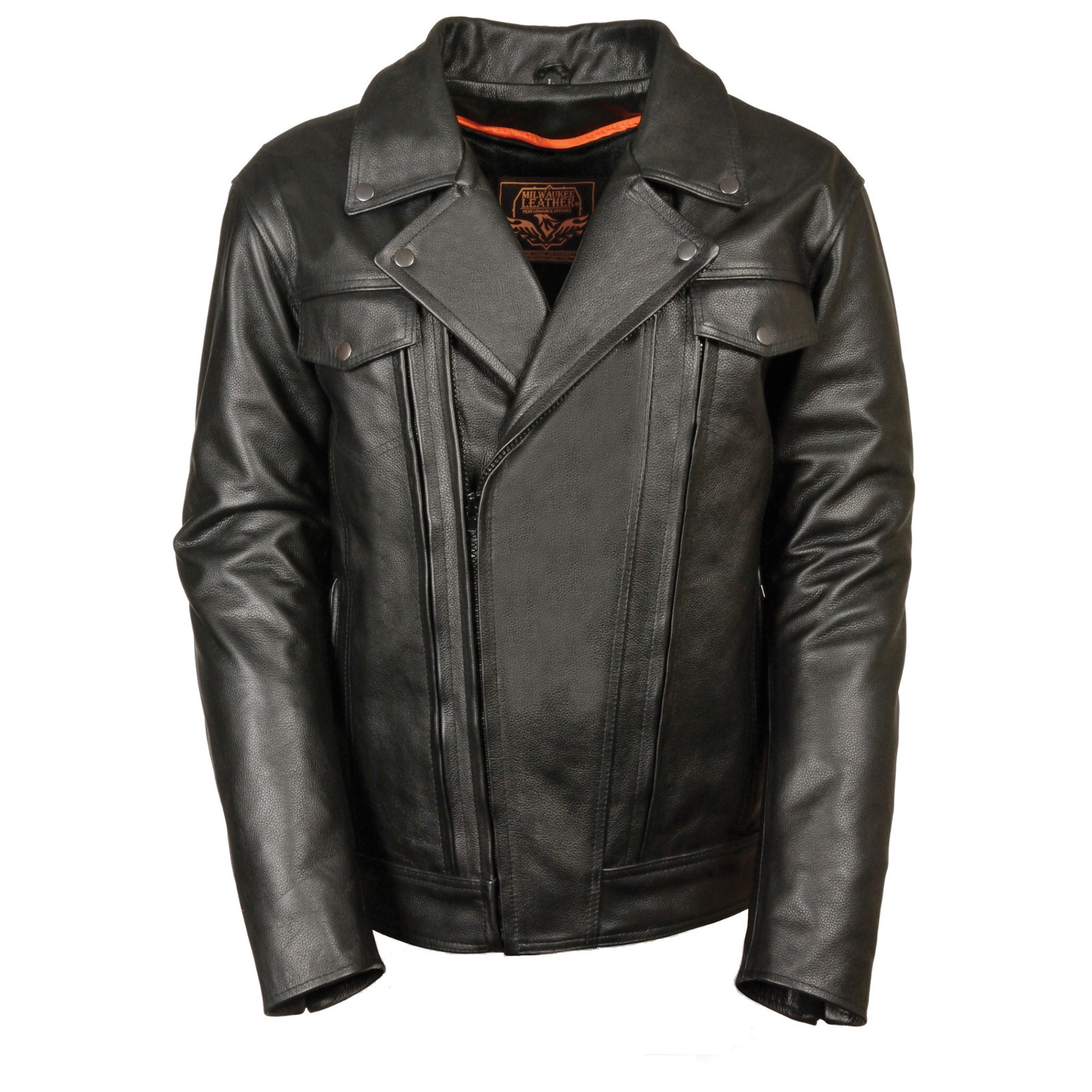 Mens LEATHER Riding Jacket Motorcycle Biker Cruiser Vents