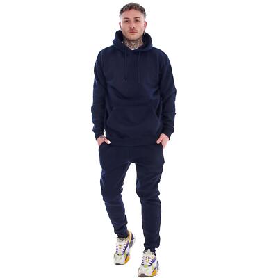 Kruze Mens Fleece Tracksuit Set Pullover Plain Sweatshirt Joggers Casual 2-piece