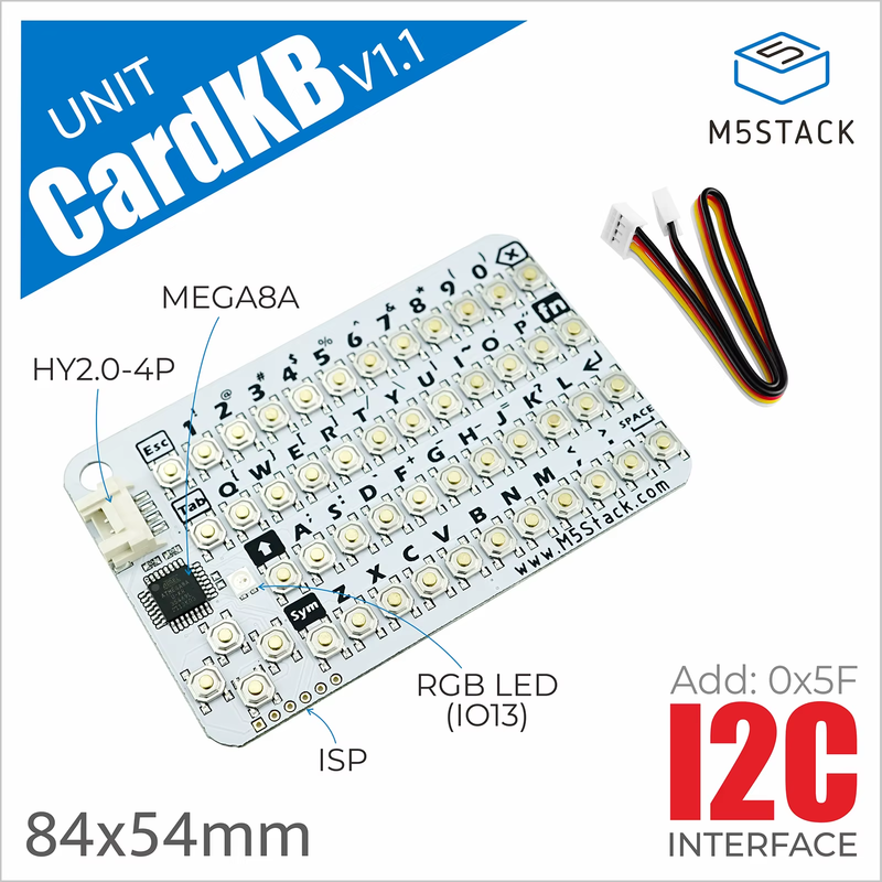 Official CardKB v1.1 Mini 50-Key QWERTY Keyboard Unit with ATMega8A MCU, I2C, RG
