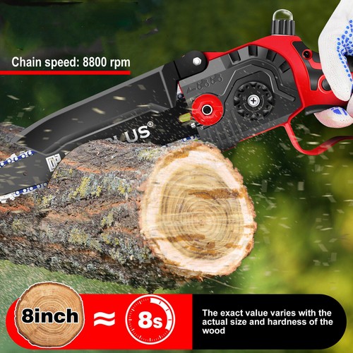8" Cordless Electric Chainsaw Handheld Mini Small Wood Cutter Tool One Hand Saw