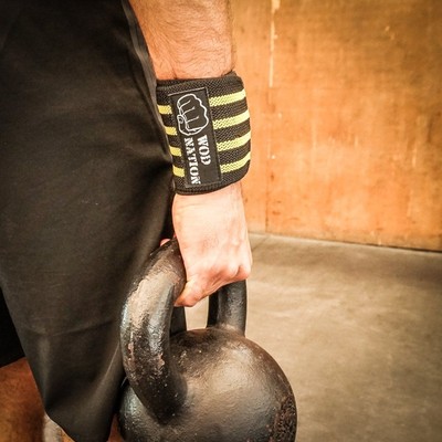 Professional Wrist Wraps & Straps for Gym & Weightlifting (12 inch) Black/Orange