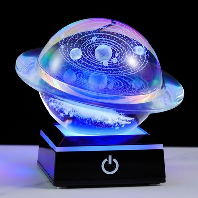 3d Solar System Model Galaxy Crystal Ball 80mm 3.15inch - Saturn Shape Outer ...