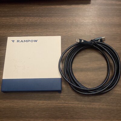 RAMPOW USB C Cable - USB C 2 Meter 3.0 Fast Charge Data Sync - Braided Blue