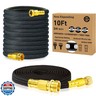 10FT Lightweight Garden Hose,Flexible Water Hose with Solid Brass Head,Kink-Free,Collapsible Hose,High Pressure Flat Water Hose for RV,Boat,Car Wash,Garden,Yard,Camper,Outdoor (BlueBlack, 10 feet)