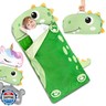 Primlect Kids Sleeping Bag with Pillow, Plush Animal Toddler Nap Mat for Preschool, Sleepovers, and Travel, Perfect for Boys and Girls, Dinosaur