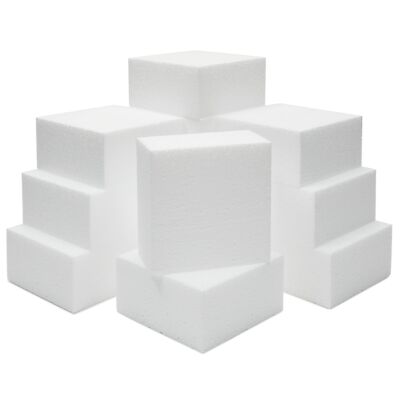 12-Pack Sculpting Foam Blocks for DIY Arts and Craft, White, 4 x 4 x 2''