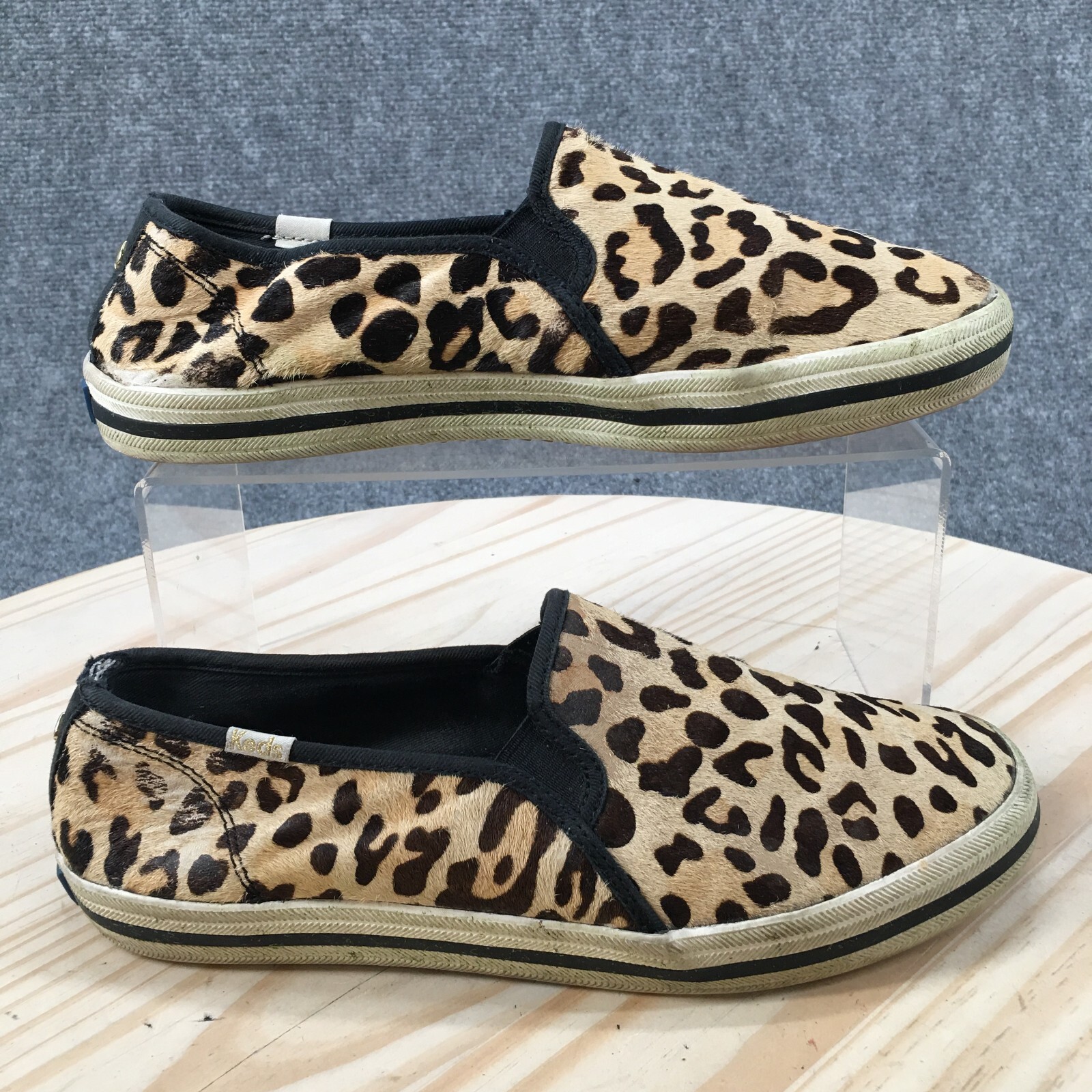 Keds Loafer Womens 7.5 Beige Double Decker Leopard Slip On
