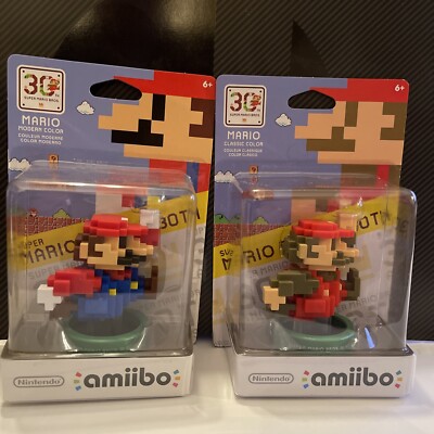 8 Bit Mario Amiibo Modern & Classic 8-bit Nintendo Super Mario Bros. Set Lot Byt