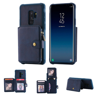 Leather Zipper Wallet Card Holder Case Cover For Samsung S8 S9 S10 S20+ S21 Note