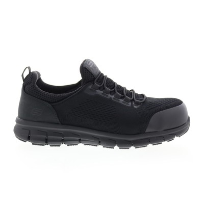 

Skechers Work Synergy Omat Alloy Toe 200013 Мужские черные спортивные туфли, Черный, Skechers Work Synergy Omat Alloy Toe