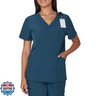 Hanes Women's Scrubs Healthcare Top, Moisture-Wicking Stretch Scrub Shirts, Ribbed Side Panels Caribbean Blue