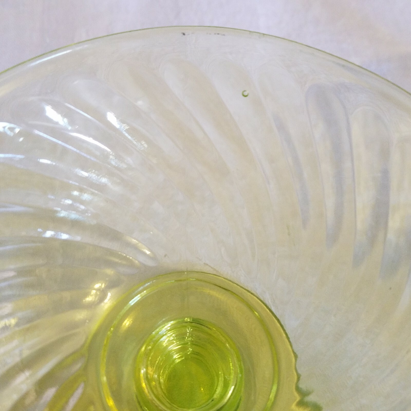 Vintage Vaseline Imperial Glass Co. Twisted Optic Sherbet Dish set of 3 Yellow