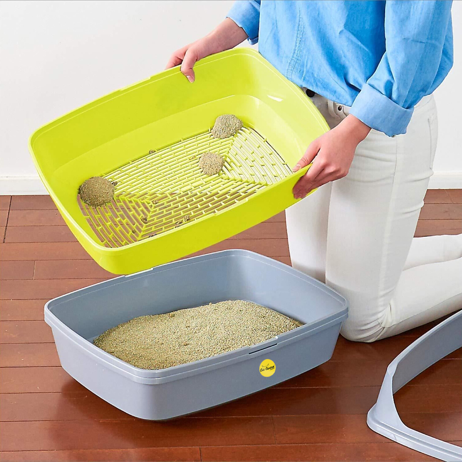 Cat Litter Tray Large or Jumbo Grey Scoopless Sifting Toilet Box High