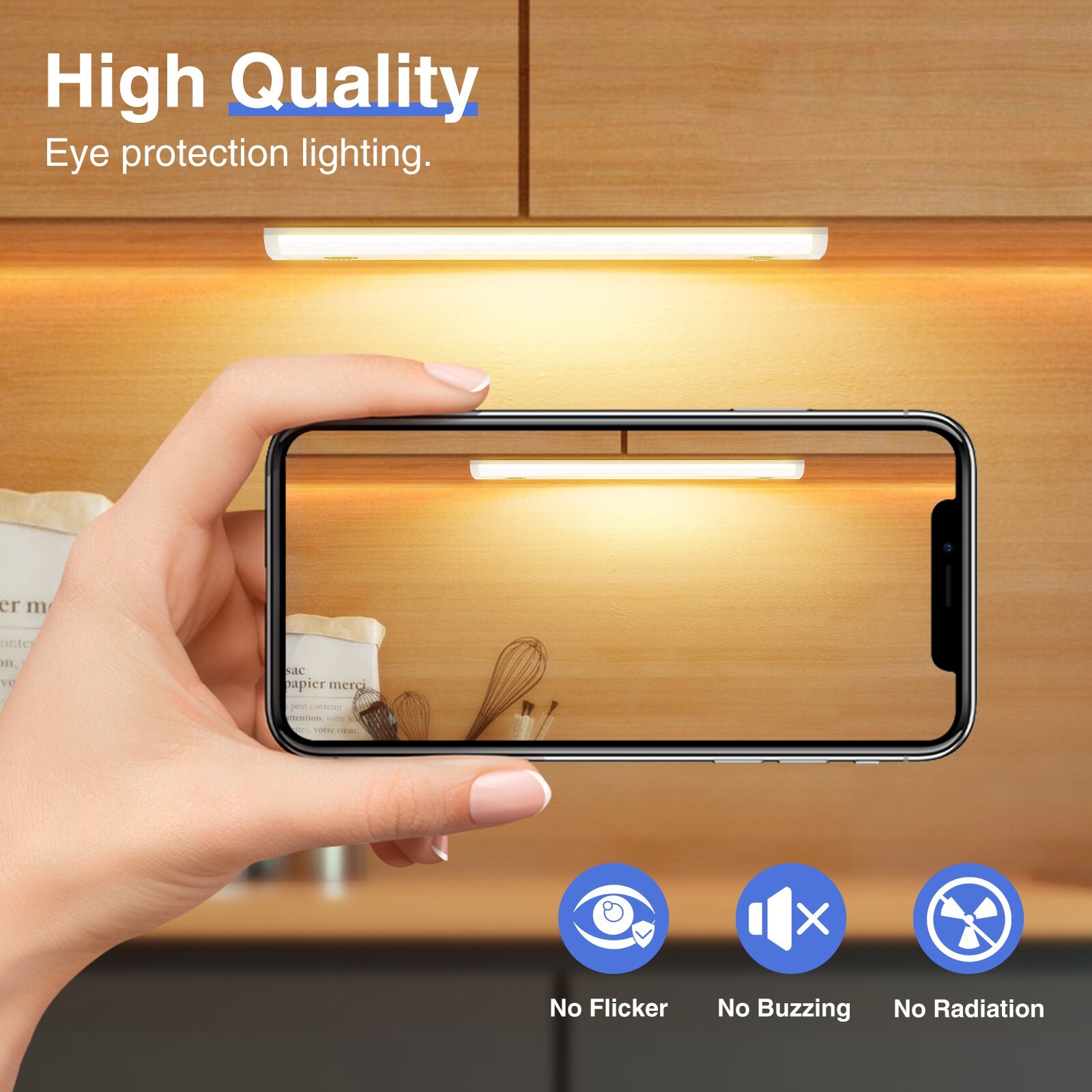 1 -4x LED Under Cabinet Light 12-24 Inch 5CCT Dimmable Plug in Closet Linkable