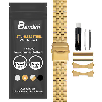 20mm Curved Tapered Steel Metal Watch Band for Mido Belluna I II
